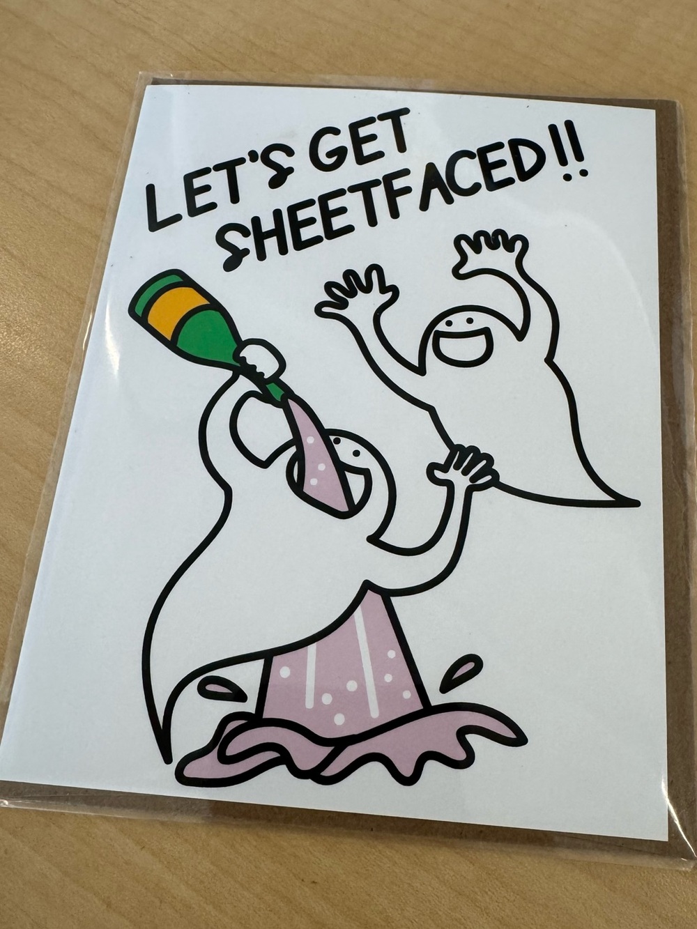 Funny Ghost Party Card - "Let's Get Sheetfaced!!"